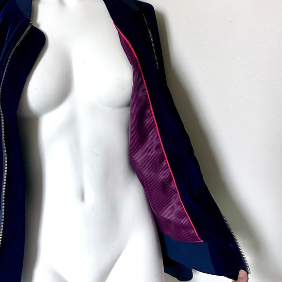 Tommy Hilfiger Blue Velvet Bomber Jacket - Picture 2 of 6